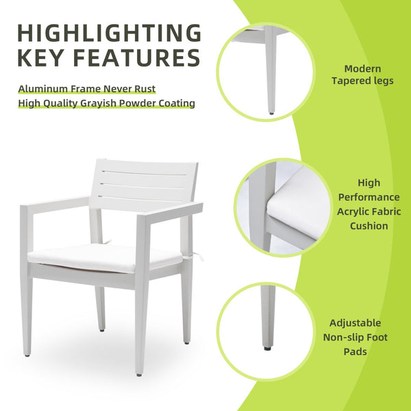 English Elm Outdoor Aluminum Dining Chairs Set Of 4 - Stylish, Stackable, All-Weather With Sunbrella Cushions W1886P163409-GIGA