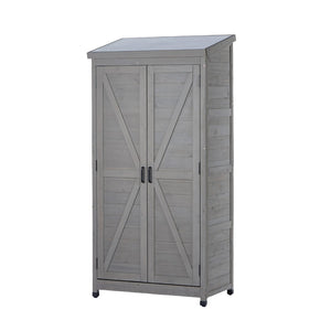 English Elm Outdoor Cedar Wood Vertical Storage Shed with Metal Roof for Garden Tools W2640P262538