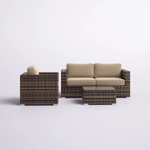 English Elm Fully Assembled 3-Person Wicker Seating Group With Cushions – Stylish, Durable & Ready For Relaxation! B120S00171