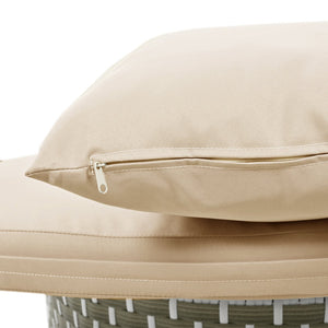 English Elm TOPMAX All-Weather Rattan Round Sectional Daybed with Retractable Canopy, Adjustable Table & Cushions Light Coffee SP100023AAC