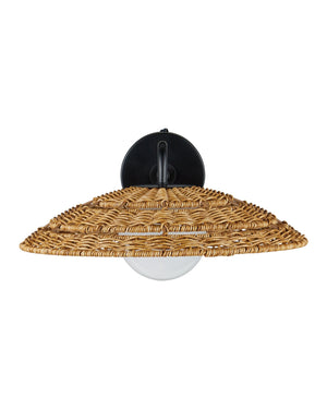 Currey & Company Barbary Outdoor Wall Sconce - Stylish All-weather Wicker & Milk-glass Globe For Elegant Illumination Natural All,Weather Wicker ,Metal ,Glass 5500-0059-currey-company