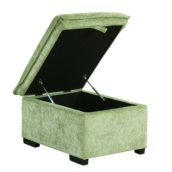 English Elm 82.67"Convertible Sofa Bed Sectional with Storage Ottoman, Power Sockets & USB Ports, Chenille Comfort Green SG001450AAF