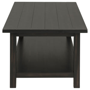 English Elm Castleton Java Finish 3 Piece Living Room Table Set with Open Shelves and Storage B062S01645