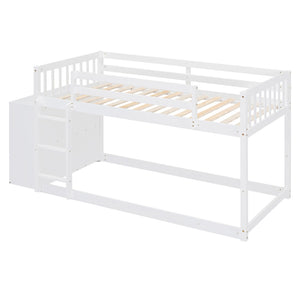 English Elm Twin Over Bunk Bed with Four Storage Drawers Open Shelving Kids Bedroom White LT000167AAK-1