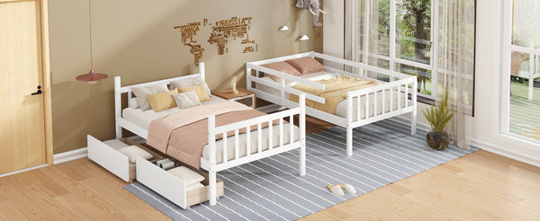 English Elm Twin Over Twin Rubberwood Bunk Bed With 2 Drawers – Convertible, Safe, Stylish & Space-Saving Design W504S00199-GIGA