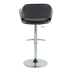 English Elm Margarite Adjustable Barstools Set of 2 - Black Faux Leather Swivel, Chrome Base, Ergonomic Cut-Out Backrest B202S00967