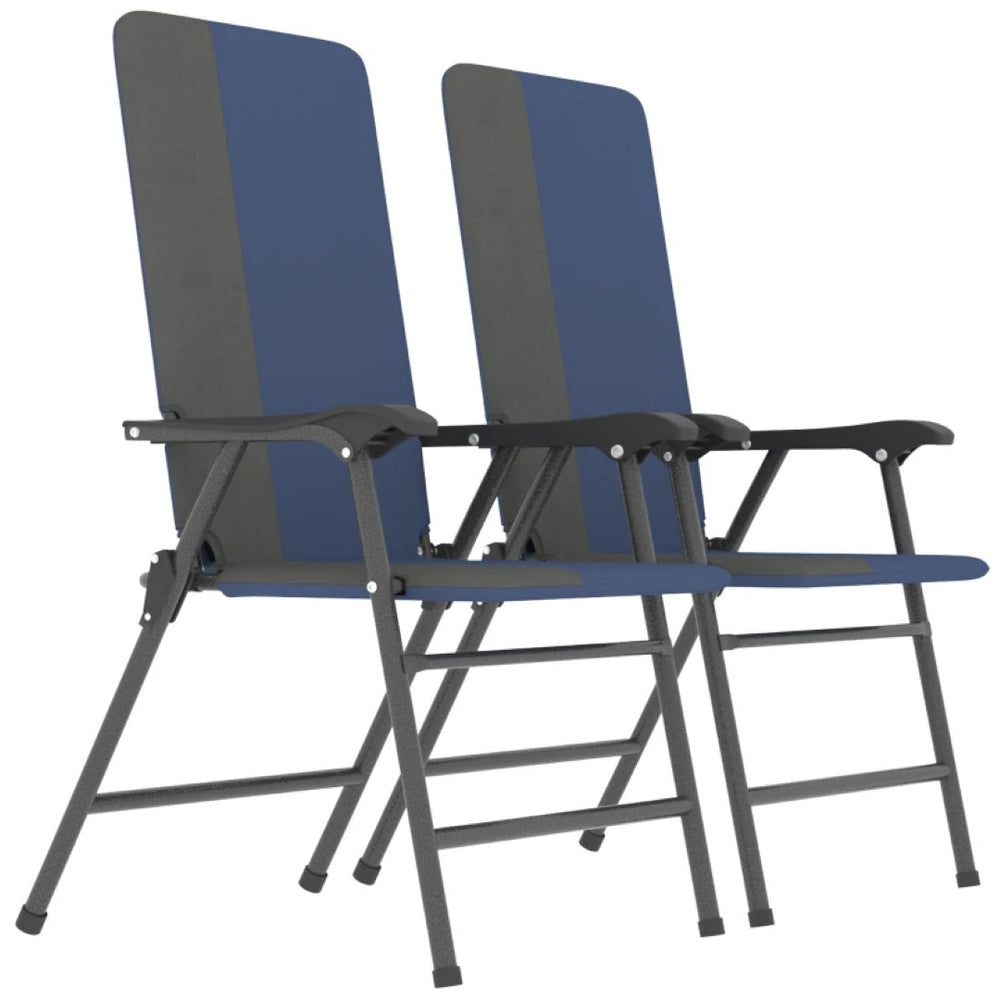 English Elm Outdoor Folding High Back Lawn Chairs with Steel Frame and Oxford Cloth Seating Set of 2 T3971P476030
