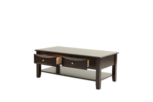 English Elm Espresso Ogumi Veneer 3pc Occasional Table Set - Modern Coffee & End Tables with Drawers, Open Shelf Antique Black,Espresso 28 L x 10 W x 51 H B011S01997