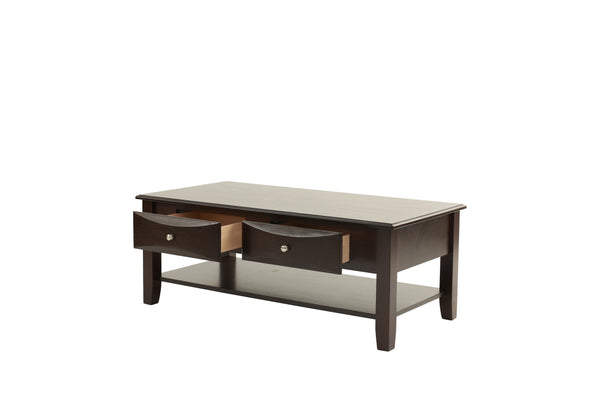 English Elm Espresso Ogumi Veneer 3pc Occasional Table Set - Modern Coffee & End Tables with Drawers, Open Shelf Antique Black,Espresso 28 L x 10 W x 51 H B011S01997