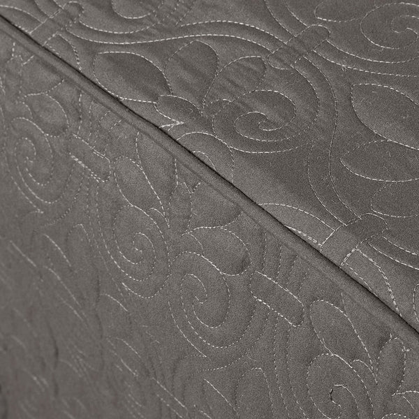 English Elm 3 Piece Madison Park Quebec Quilted Bedspread Set Dark Grey Queen – Pleated Split Corners, Antimicrobial Protection, 24" Drop Elegance B03597559