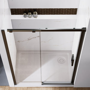 English Elm 44--48" Sliding Tempered Glass Shower Door Brushed Nickel Frameless Spa Bath W637P382565