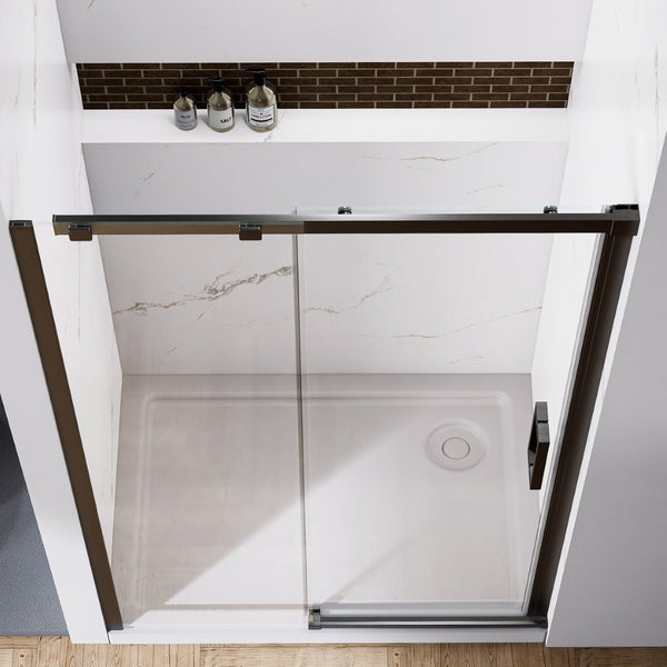 English Elm 44--48" Sliding Tempered Glass Shower Door Brushed Nickel Frameless Spa Bath W637P382565