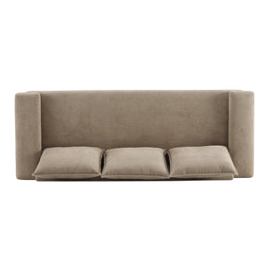 English Elm Christopher Knight Home® - Algora Modern 84.5" 3-Seater Velvet Sofa with Durable Wooden Frame, Breathable Foam Cushions Camel N773IS00037N