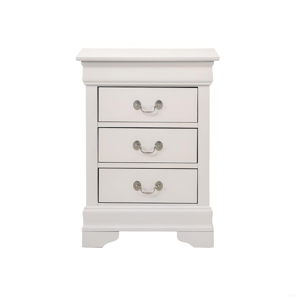 English Elm Charming White Traditional Nightstand with Three Drawers, 29"H x 21"W x 16"D, No Assembly, Bright Finish B078108232