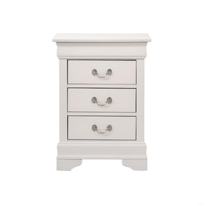 English Elm Charming White Traditional Nightstand with Three Drawers, 29"H x 21"W x 16"D, No Assembly, Bright Finish B078108232