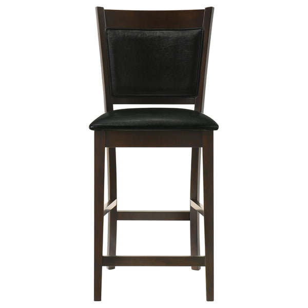 English Elm Finley Espresso 5-Piece Dining Set with Wine Glass Storage, Black Faux Leather Chairs & Cabinet Accent B062S00826