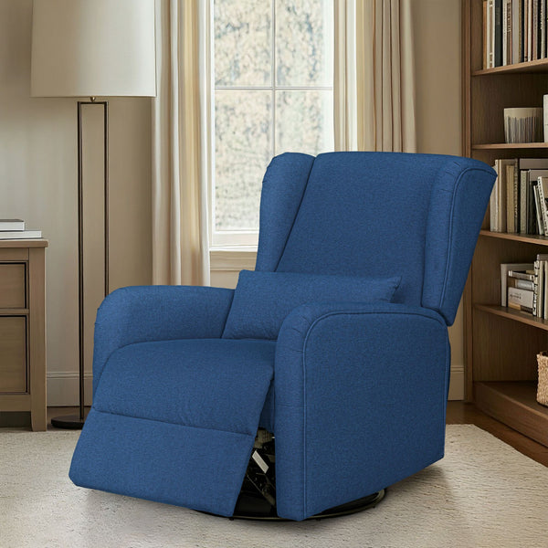JLA Home Madison Park - Power Candace Recliner offers 3-in-1 power recline, 270° swivel & glider, USB/USB‑C charging, lumbar support, spill-resistant upholstery, side pocket, sturdy wood frame, tool-free setup for living rooms, nurseries, home offices Blue MP103-1284