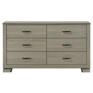 English Elm Modern Weathered Finish Six-Drawer Dresser 58"W x16"D x33"H Poplar Construction Smooth Glides Gray 61 L x 18 W x 33 H B2741P404896