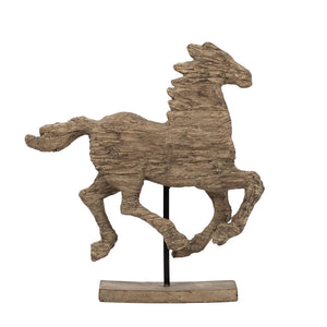 English Elm 14x3x14.5" Defiance Spirited Polyresin Horse Accent Medium — Textured Natural Finish, Stable Stand, Bold Decorative Focal Point for Shelves and Mantels W2078P311861