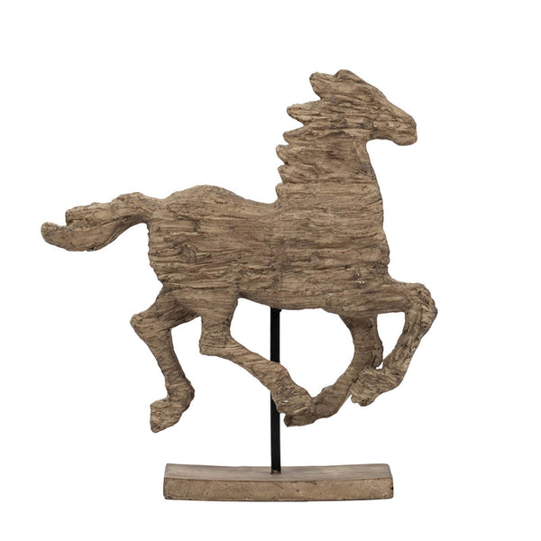 English Elm 14x3x14.5" Defiance Spirited Polyresin Horse Accent Medium — Textured Natural Finish, Stable Stand, Bold Decorative Focal Point for Shelves and Mantels W2078P311861
