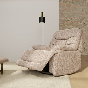 English Elm Swivel Glider Recliner Plush Upholstered Chair for Contemporary Living Rooms Beige Brown B339P422560