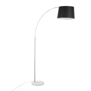 English Elm March Contemporary Floor Lamp - Stylish White Marble Base & Black Linen Shade For Modern Decor B202S01374