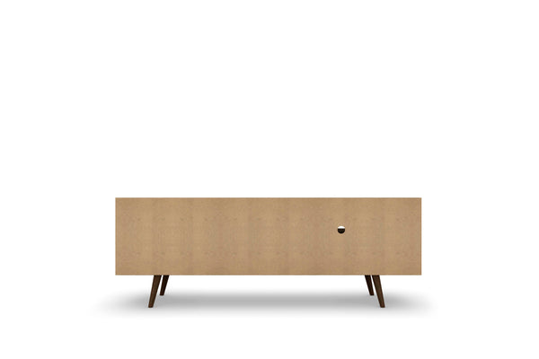 English Elm Liberty 63" Stylish Tv Stand In White & Rustic Brown – Modern Design With Ample Storage & Cable Management B365P398401