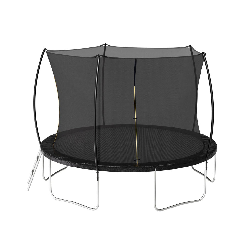 English Elm 12ft Trampoline Curved Pole Enclosure Net Galvanized Steel Frame Kids Adults Ladder W285P233603