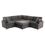 English Elm [ Video Provided] Modern Large U-Shape Sectional Sofa, With Removable Ottomans For Living Room (6-Seater)