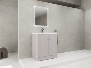 English Elm 30" Freestanding 30" Freestanding Bathroom Vanity with White Resin Sink, Soft-Close Doors, 3 Handles, Adjustable Shelf, Eco Plywood Finish W999S00335