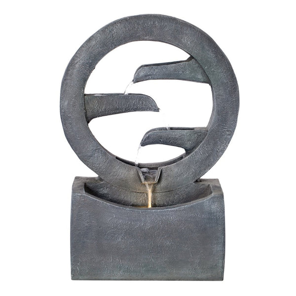 English Elm 26.77"h Gray Polyresin Tiered Cascading Outdoor Fountain with Warm Led Patio Accent N765P355054G