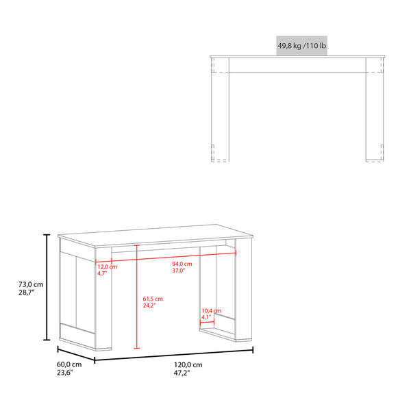 English Elm Computer Desk Albion White — Spacious 47.2"W x 23.6"D Engineered Wood, Unique Leg Design, Durable Finish B092P306236