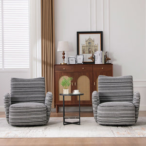 English Elm Modern Boucle 360° Swivel Leisure Chair with High‑Resilience Sponge, Supportive Curve, 550lb Capacity Dark Gray W395P355513