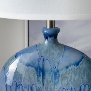 Crestview Collection Transitional Lyle Table Lamp - Ocean-inspired Ceramic Design With Crystal Base & White Linen Shade   Cvap2851
