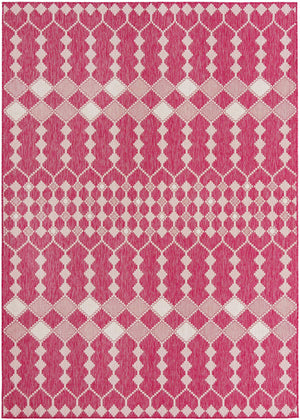 Unique Loom Outdoor Trellis Traliccio Machine Made Trellis Rug Magenta, Ivory/Pink 7' 10" x 11' 0"