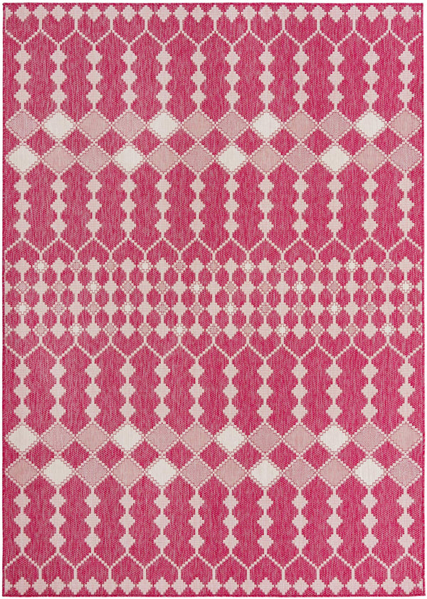 Unique Loom Outdoor Trellis Traliccio Machine Made Trellis Rug Magenta, Ivory/Pink 7' 10" x 11' 0"