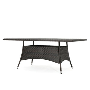 English Elm Corsica Outdoor Rectangular Wicker Dining Table Seats Six for Patio Entertaining N767P360874B