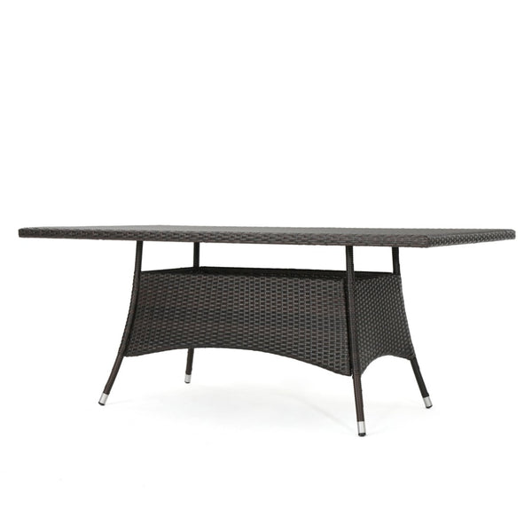 English Elm Corsica Outdoor Rectangular Wicker Dining Table Seats Six for Patio Entertaining N767P360874B