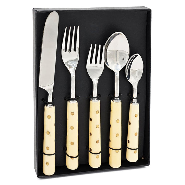 English Elm S/5 Elegant Cutlery Set In Gift Box – Stylish Resin Handles & Stainless Steel For Every Occasion W2078P284549-GIGA