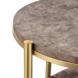 OSP Home Furnishings Renton 3-Tier Oval Table Brown Stone/Soft Gold