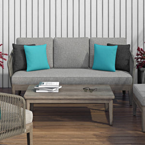 English Elm Carmel Outdoor Sofa Sand Drift - Handcrafted Acacia & Powder-Coated Aluminum, Rope Weave, Water-Resistant Cushions B136P159392