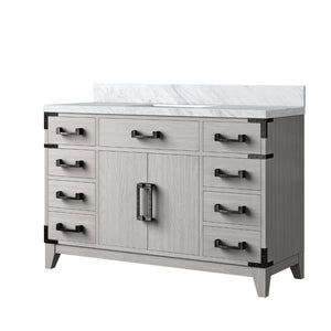 English Elm White Oak Single Bath Vanity 48" W X 22" D With Durable Carrara Marble Top And Ample Storage Space B2731P259827-GIGA