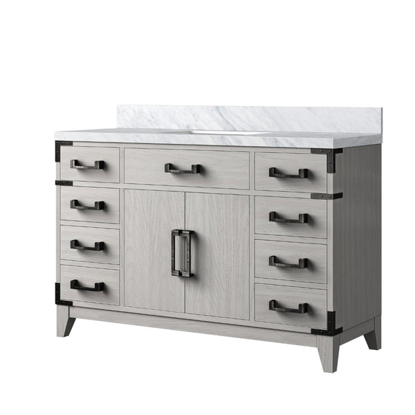 English Elm White Oak Single Bath Vanity 48" W X 22" D With Durable Carrara Marble Top And Ample Storage Space B2731P259827-GIGA