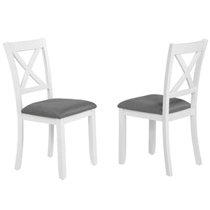 English Elm 5-Piece Modern Dining Set for 4 with Waterproof Wood-Grain Top, X-Back Chairs, Linen Comfort, Stable Frame White+gray W1998S00063