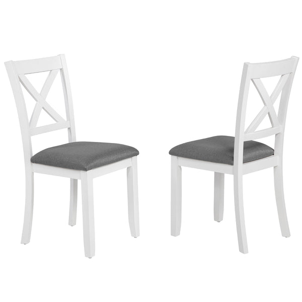 English Elm 5-Piece Modern Dining Set for 4 with Waterproof Wood-Grain Top, X-Back Chairs, Linen Comfort, Stable Frame White+gray W1998S00063