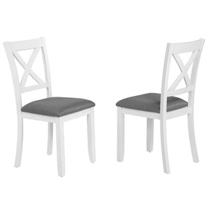 English Elm Dining Chair Set of 4 Rubberwood Frame with Padded Linen Seat for Kitchen Table W1998P238019