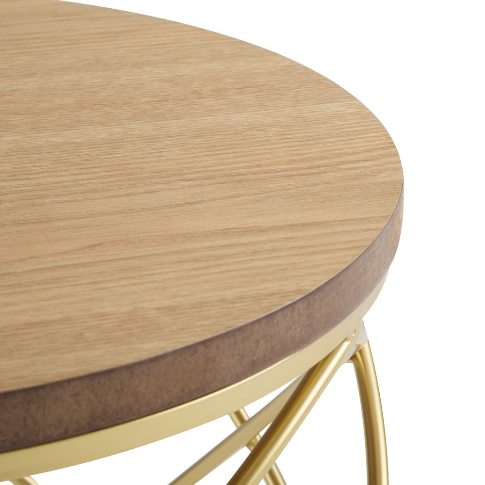 English Elm Christopher Knight Home® - Golden Side table with MDF Top & Gold Metal Birdcage Frame, 17"x17"x20.5" Modern No-Assembly Accent Piece N770P234470G