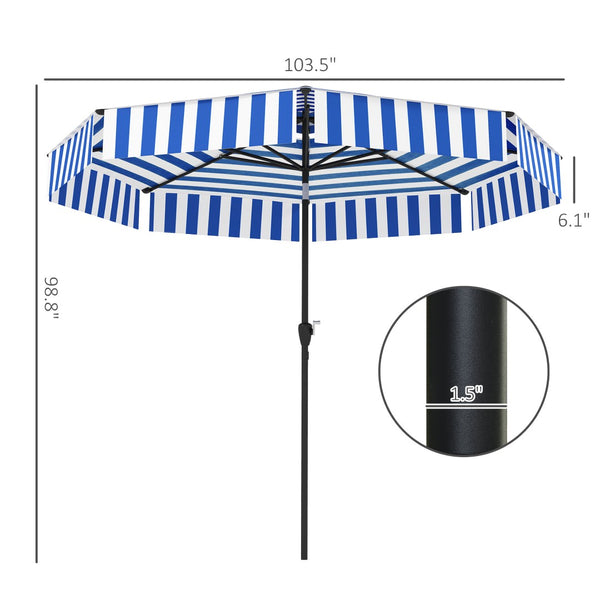 English Elm 2-tier Vented Market Umbrella with Crank Upf 30 Plus Polyester Canopy for Patio Dining T3971P427536