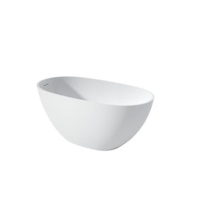 English Elm 51" Matte White Stone Resin Freestanding Soaking Tub with Built-in Acrylic Shelf T3785P490209