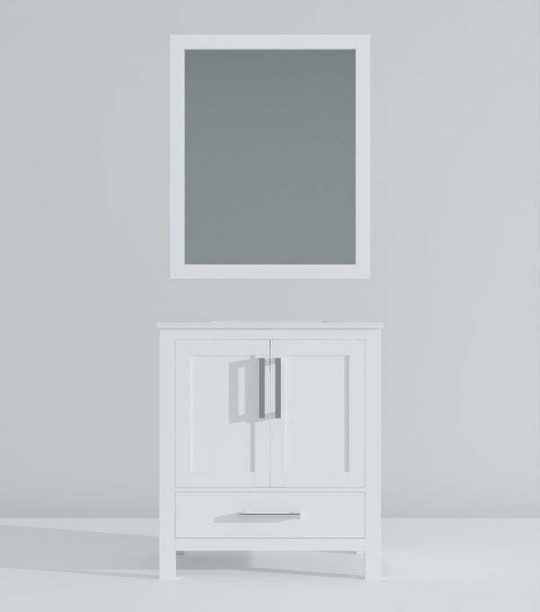 English Elm White Bath Vanity 30 in. W with White Quartz Top, Soft-Close Drawer, Mirror Included, Durable Finish B2731S00672